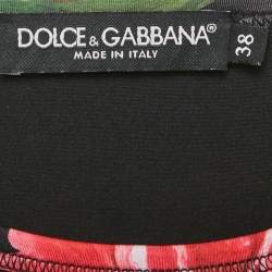 Pre Owned Dolce & Gabbana Black Floral Print Jersey Fitted Crop Top S
