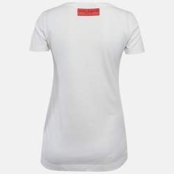 Pre Owned تي شيرت جيرسي دولتشي أند غابانا مطبوع بالأزهار البيضاء مقاس صغير جدًا