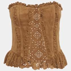 Pre Owned D&G Brown Suede Corset Top S