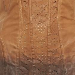 Pre Owned فستان ميني بدون حمالات دولتشي أند غابانا جلد بيج بعراوي مقاس صغير - سمول