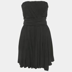 Pre Owned فستان دولتشي أند غابانا قماش جيرسي أسود بلا حمالات واسع قصير مقاس صغير