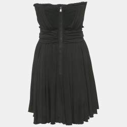 Pre Owned Dolce & Gabbana Black Jersey Strapless Flared Mini Dress S