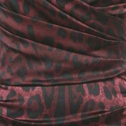 Pre Owned فستان ماكسي حرير دولتشي أ ند غابانا بنفسجي بطبعة فهد منسدل صغير