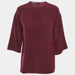 مملوكة مسبقًا Dolce & Gabbana Burgundy Silk Blouse S
