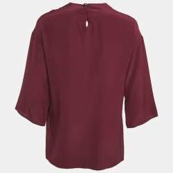 Pre Owned Dolce & Gabbana Burgundy Silk Blouse S