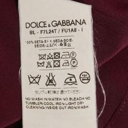 Pre Owned Dolce & Gabbana Burgundy Silk Blouse S