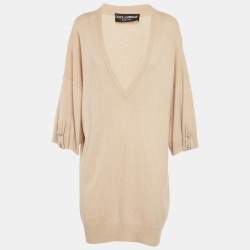 مملوكة مسبقًا Dolce & Gabbana Beige Cashmere Bejeweled Sweater XL