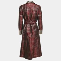 مملوكة مسبقًا Dolce & Gabbana Alta Sartoria Burgundy Jacquard Long Belted Coat S