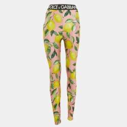 Pre Owned Dolce & Gabbana Exclusive Pink Lemon Print Jersey Pants M