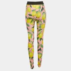 Pre Owned بنطلون دولتش أند غابانا جيرسي بطبعة ليمون وردي حصري مقاس متوسط