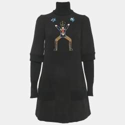Pre Owned Dolce & Gabbana Black Knit Fairy Tale Applique Crystal Sweater M