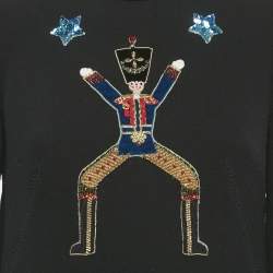 Pre Owned Dolce & Gabbana Black Knit Fairy Tale Applique Crystal Sweater M