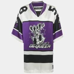 مملوكة مسبقًا Dolce & Gabbana Purple Zebra Print Satin Oversized T-Shirt S