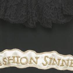 Pre Owned فستان متوسط الطول مزخرف "فاشن سينر" دانتيل وكريب أسود دولتشي أند غابانا مقاس صغير (سمول)