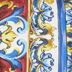 Pre Owned Dolce & Gabbana Majolica Print Silk Front Slit Maxi Dress M