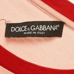 Pre Owned Dolce & Gabbana Pink Printed Jersey Crewneck T-Shirt S