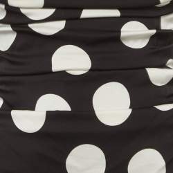مملوكة مسبقًا Dolce & Gabbana Black/White Polka Dots Satin Ruche Midi Dress M