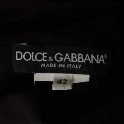 مملوكة مسبقًا Dolce & Gabbana Black/White Polka Dots Satin Ruche Midi Dress M