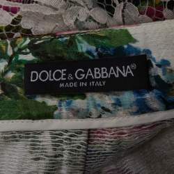 مملوكة مسبقًا تنورة دولتشي آند غابانا دانتيل جاكار زهور بيضاء مقاس صغير جداً