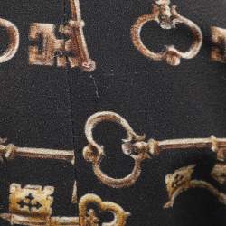 مملوكة مسبقًا Dolce & Gabbana Black Printed Crepe Long Sleeve Blouse M