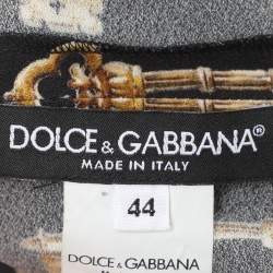 مملوكة مسبقًا Dolce & Gabbana Black Printed Crepe Long Sleeve Blouse M