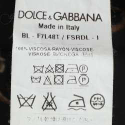 مملوكة مسبقًا Dolce & Gabbana Black Printed Crepe Long Sleeve Blouse M