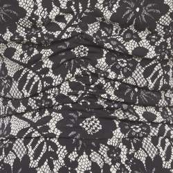 Pre Owned Dolce & Gabbana Black Lace Print Jersey Ruched Midi Dress S