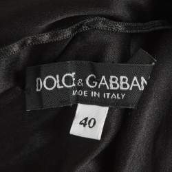 Pre Owned Dolce & Gabbana Black Lace Print Jersey Ruched Midi Dress S