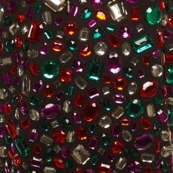 Pre Owned سترة بقلنسوة مزينة بالكريستال بألوان متعددة دولتشي أند غابانا قصيرة الأكمام سوداء مقاس صغير