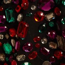 Pre Owned سترة بقلنسوة مزينة بالكريستال بألوان متعددة دولتشي أند غابانا قصيرة الأكمام سوداء مقاس صغير