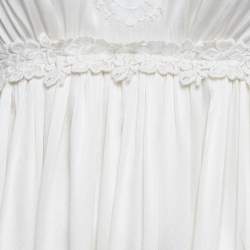 Pre Owned Dolce & Gabbana Cream Silk Lace Trimmed Mini Dress M