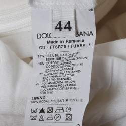 Pre Owned Dolce & Gabbana Cream Silk Lace Trimmed Mini Dress M