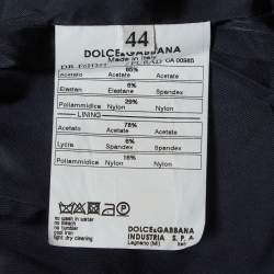 Pre Owned Dolce & Gabbana Navy Blue Satin Sheath Midi Dress M