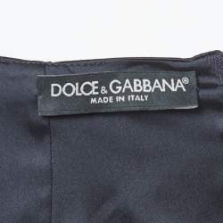 Pre Owned Dolce & Gabbana Navy Blue Satin Sheath Midi Dress M
