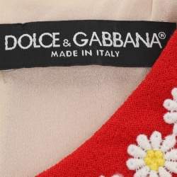 Pre Owned فستان دولتشي أند غابانا صوف أحمر بتطريز زهري قصير مقاس صغير