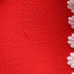 Pre Owned فستان دولتشي أند غابانا صوف أحمر بتط ريز زهري قصير مقاس صغير