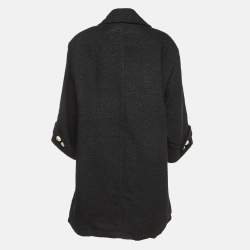 Pre Owned Dolce & Gabbana Black Tweed Mid Length Coat M