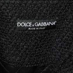 Pre Owned Dolce & Gabbana Black Tweed Mid Length Coat M