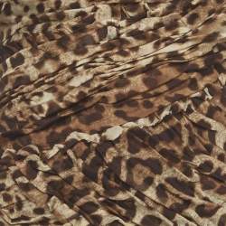 Pre Owned فستان حرير بربري مزخرف بنقشة النمر بني دولتشي أند غابانا بدون حمالات مكشكش مقاس متوسط