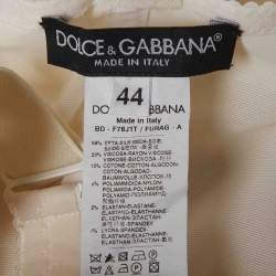 Pre Owned Dolce & Gabbana Cream Silk Blend Lace Detail Bodysuit M