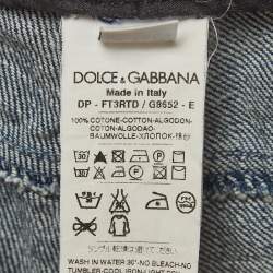 Pre Owned Dolce & Gabbana Blue Leopard Print Slim Jeans S/Waist 28"