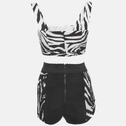 Pre Owned Dolce & Gabbana Black/White Zebra Print Cotton Set XS