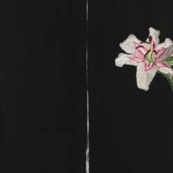 مملوكة مسبقًا Dolce & Gabbana Black Jersey Floral Embroidered Bomber Jacket L