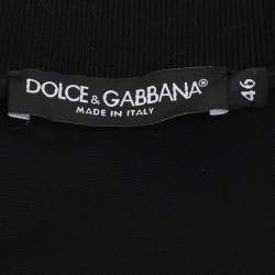 مملوكة مسبقًا Dolce & Gabbana Black Jersey Floral Embroidered Bomber Jacket L