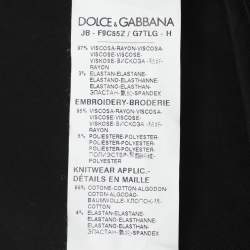 مملوكة مسبقًا Dolce & Gabbana Black Jersey Floral Embroidered Bomber Jacket L