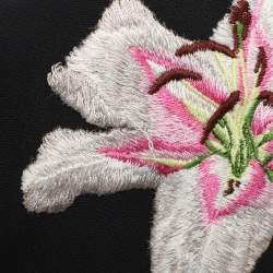 مملوكة مسبقًا Dolce & Gabbana Black Jersey Floral Embroidered Bomber Jacket L