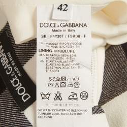 Pre Owned Dolce & Gabbana Monochrome Checkered Crepe Midi Skirt M