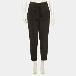 مملوكة مسبقًا Roberto Cavalli Black Silk Belted Pants L