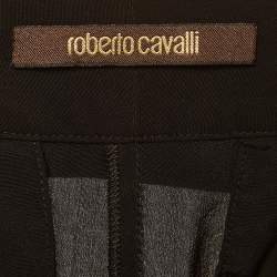 مملوكة مسبقًا Roberto Cavalli Black Silk Belted Pants L