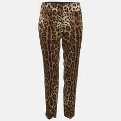 Pre Owned Dolce & Gabbana Brown Leopard Jacquard Pants M